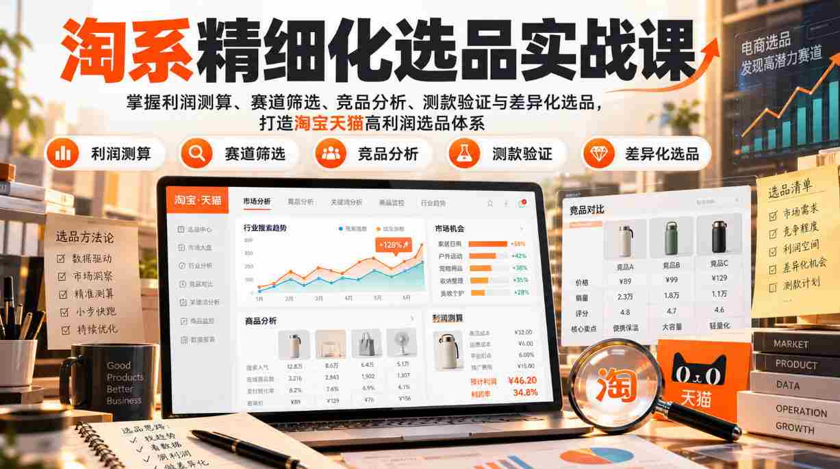 淘宝天猫精细化选品课:利润测算、竞品分析与测款