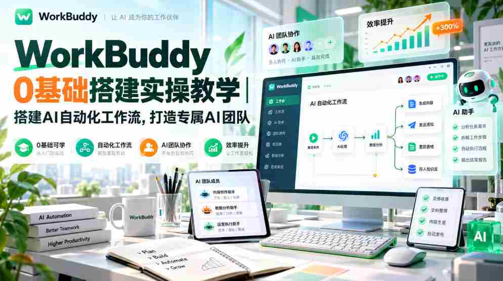 WorkBuddy 0基础搭建实操教学|搭建AI自动化工作流,打造专属AI团队