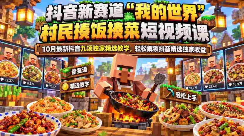我的世界做饭短视频制作:村民题材与内容实操