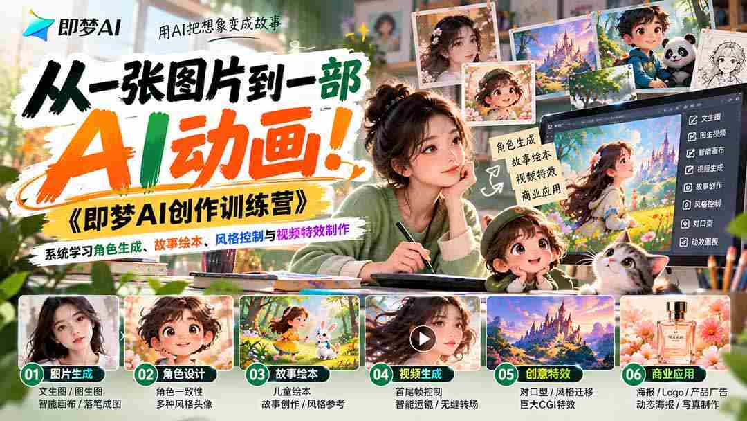 AI动画创作营:角色设计、绘本与视频特效
