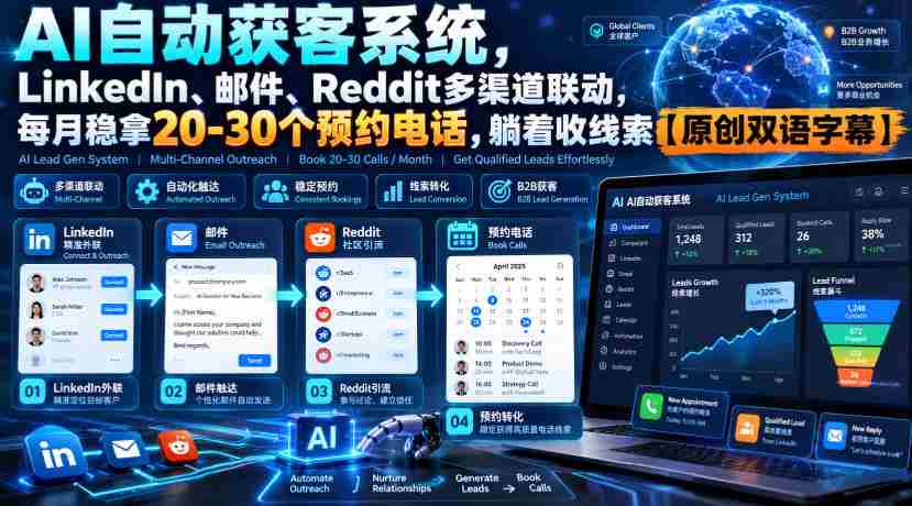 AI多渠道获客系统:LinkedIn、邮件与Reddit联动
