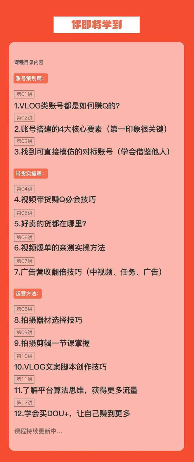 新手VLOG短视频特训营:学会带货、好物、直播、中视频、赚Q方法(16节课)398 作者:福缘创业网 帖子ID:106169 新手VLOG短视频特训营:学会带货、好物、直播、中视频、赚Q方法(16节课)398 作者:福缘创业网 帖子ID:106169