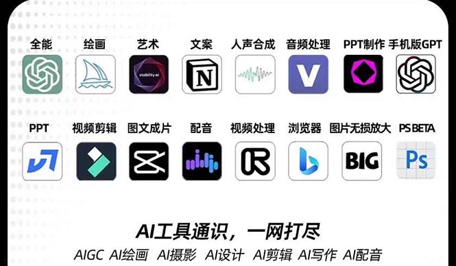 AIGC-全能特训营第3期:一次掌握14大主流AI工具,A1工具通识,一网打尽8961 作者:福缘创业网 帖子ID:103662 AIGC-全能特训营第3期:一次掌握14大主流AI工具,A1工具通识,一网打尽8961 作者:福缘创业网 帖子ID:103662